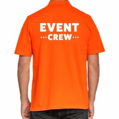 Goedkope event crew / personeel tekst polo poloshirt oranje heren