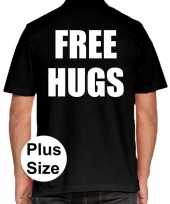 Goedkope free hugs grote maten poloshirt zwart heren