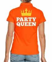 Goedkope koningsdag poloshirt party queen oranje dames